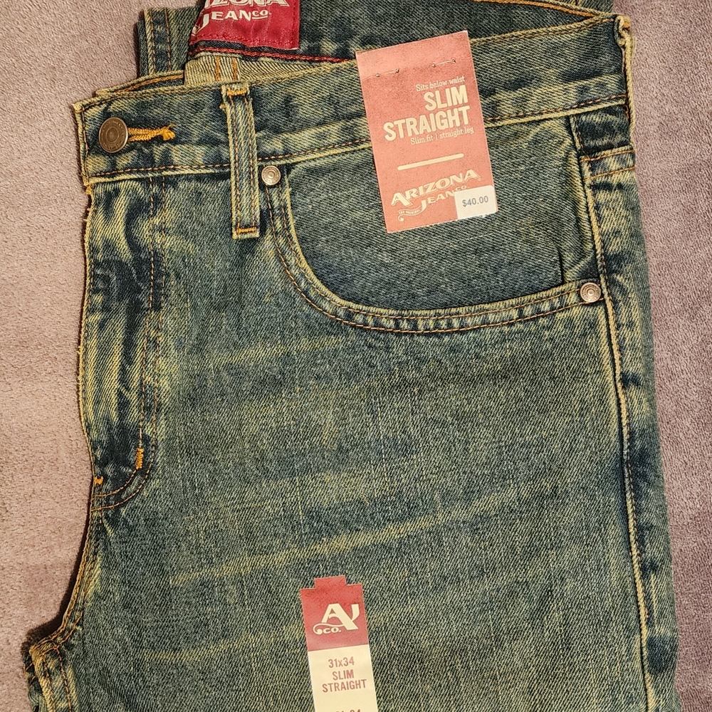 Arizona Jean Company Men's Slim Straight Jeans - Blue